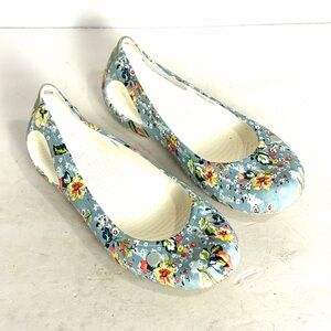CROCS Floral Women's Shoes - Blue and Yellow